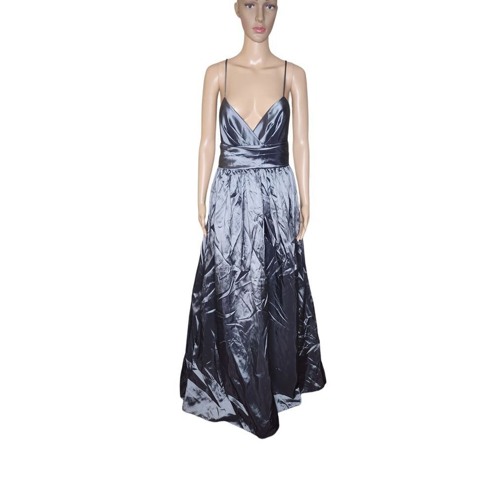 NWT WTOO by watters & watters womens charcoal black taffeta satin formal gown 8